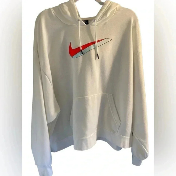 Nike Tops - White Nike hoodie with orange/baby blue swoosh. Cropped 2X